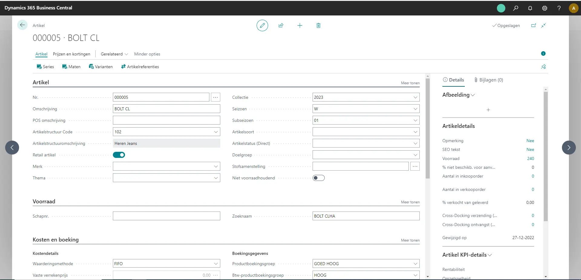 Productstructuur in XPRT 365