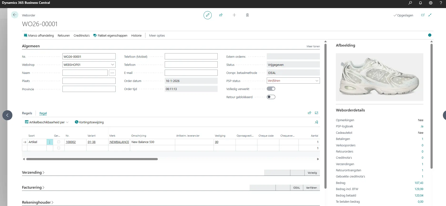 Weborder in XPRT 365