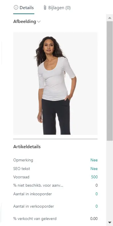 Artikeldetails en voorraad in XPRT 365